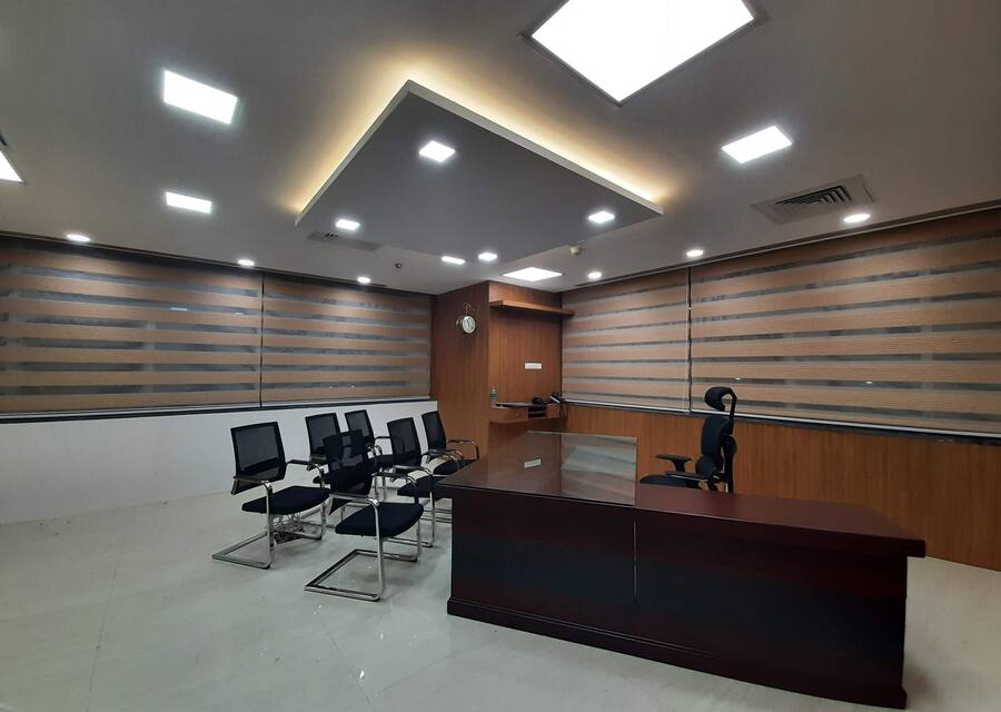 Executive cabin with integrated lighting and air conditioning
